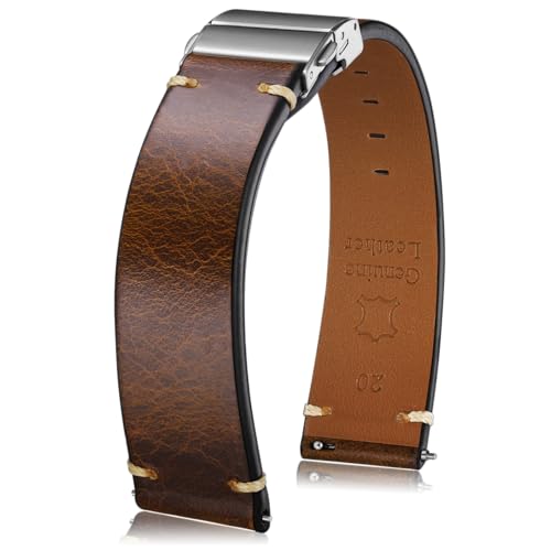 Getalia leather Watch Band Foldover Clasp Retro Oil wax Genuine Leather,18mm 19mm 20mm 21mm 22mm...