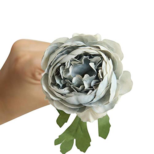 Gaddrt Artificial Fake Rose Flower Western Peony Bridal Bouquet Wedding Party Home Decor (Gray)