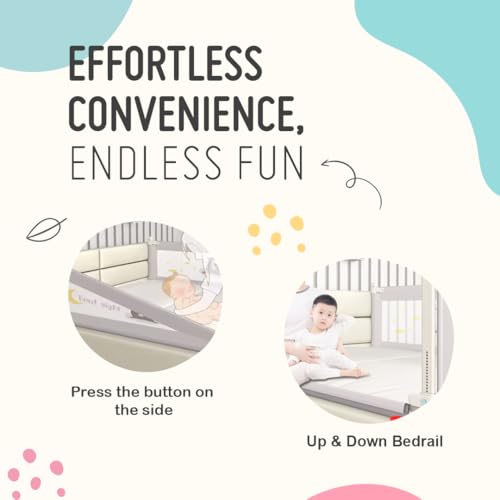 Image of Safe-O-Kid 1-Year Warranty 6 Feet /180Cm Baby Bed Rail, Adjustable Height, Baby Safety Bed Railing for Secure Sleep, Bed Guard for Babies, Grey-Pack of 2