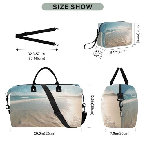 Large Travel Duffel Bag, Sunshine Beach Sports Tote Gym Bag, Shoulder Weekender Overnight Bag for Women Men, Carry On Luggage with Toiletry Bags3