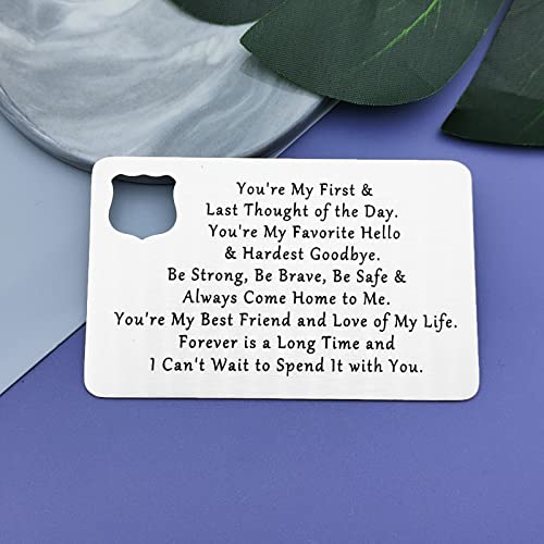 Boyfriend Husband Gifts from Girlfriend Wife Anniversary Wallet Insert Card for Men Fathers Day Gift for Police Officers Engraved Wallet Insert Card for Boyfriend Police Officer Retirement Gifts2