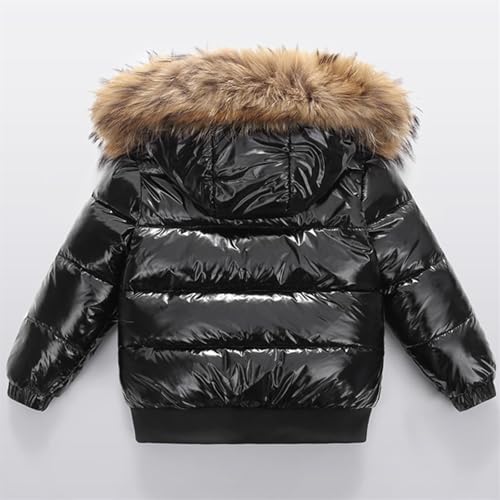 Boys Girls Fuzzy Hooded Puffer Coats Snap Buttons Winter Outwear