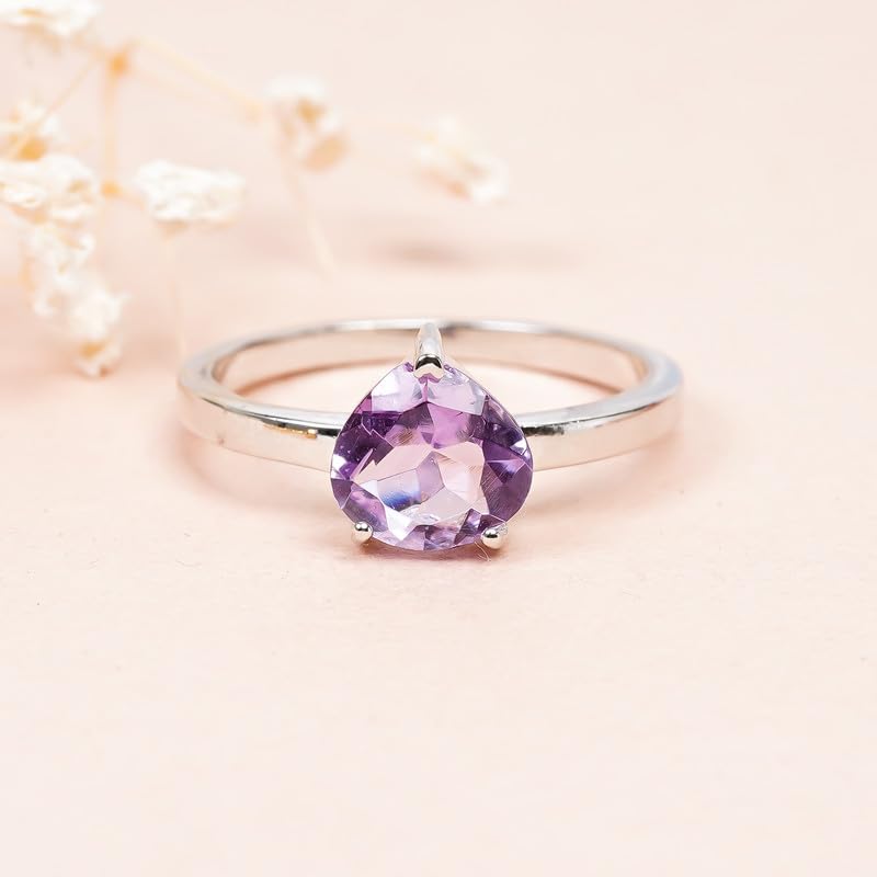 Bague de promesse améthyste rose en argent 925, cadeau d'anniversaire idéal - 4