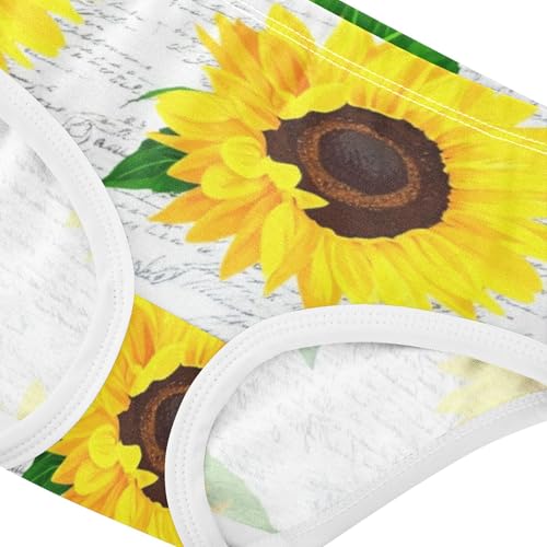 Toddler Underwear Floral 2t Cotton Little Girl Panties Personalized Kids Undies Briefs Yellow Sunflowers Vintage4