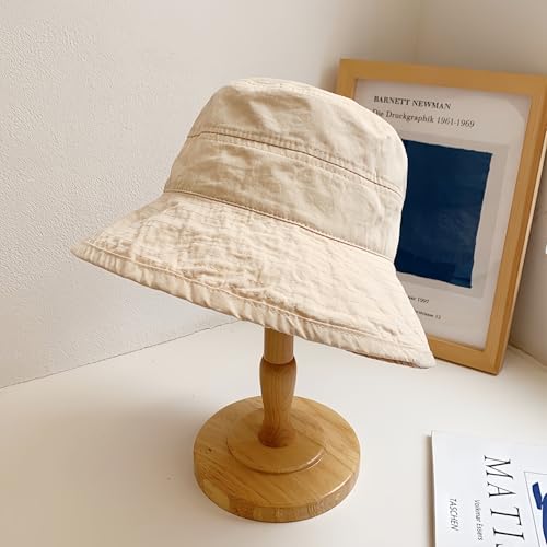 Bucket Hats for Women Washed Cotton Packable Summer Beach Sun Hats Mens Womens Bucket Hat for Travel Fishing Hat Beach Hat Beige2