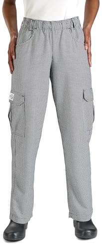Mercer Culinary M61071HTM Genesis Women's Chef Cargo Pant in Hounds Tooth, Medium, Black/White
