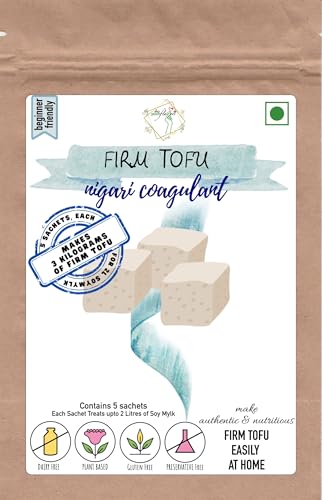 Image of Alla's Posh Flavors Nigari Tofu Coagulant (Magnesium Chloride), Premium Food Grade Natural Seawater Flakes for Homemade Firm Tofu, Makes Up to 3kg, Instructions Included, 5 Individual Sachets, Each for 2 Litres of Soy Milk, 25 Grams