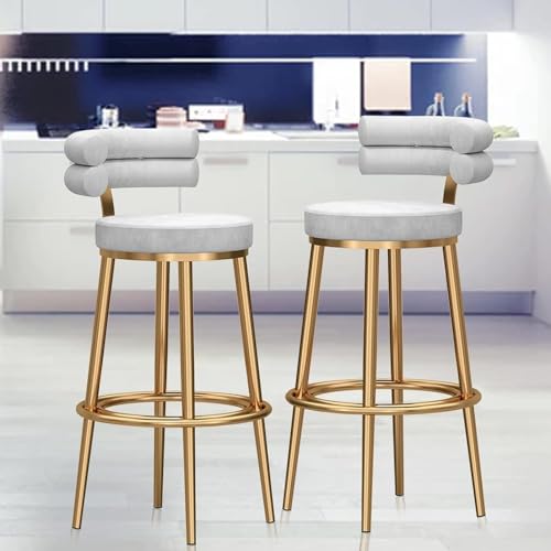 Tabourets de bar confortables avec dossier et repose-pieds dorés XJBTBA - 7