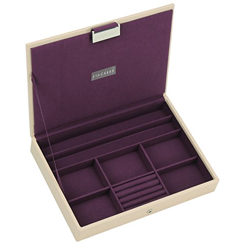 Stackers Cream & Purple Classic Lidded Jewelry Box