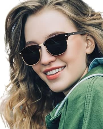 indifabro Sunglasses Men And Women Uv Protection Classic Tr90 Frame Unisex Classic Frame Retro Branded Clubmaster Protect From Sunlight, Uv Protected, Black-picture-24