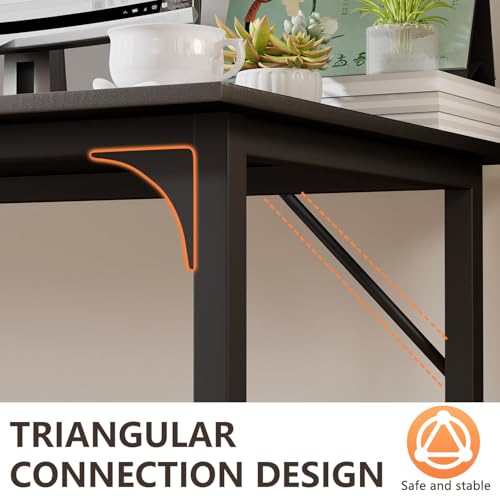 Image of BestOffice Computer Desk,Home Office Desk, Modern Simple Style for Home Office Study Writing (Black, 63 Inch)