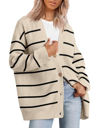 Image of ebossy Women's Open Front Knit Cardigan Casual Long Sleeve Oversized Button Lightweight Sweater Outwear