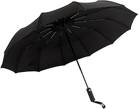 A2ZWORLD Rain Umbrella, Folding Umbrella, Classic Black, Classic Black