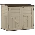 Suncast 34 Cu. Ft. Horizontal Shed for Outdoor Storage w/ Locking System, Sand/Slate