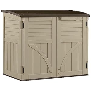 Suncast 34 Cu. Ft. Horizontal Shed for Outdoor Storage w/ Locking System, Sand/Slate Suncast 34 Cu Ft Horizontal Shed for Outdoor Storage w Locking System SandSlate