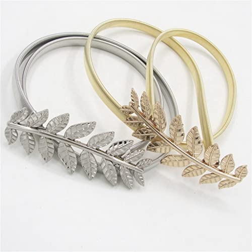Stretchy Chain Belt Leaf Adjustable Pant Belt Thin Belt for Women Dress Metal Chain Belt for Party4