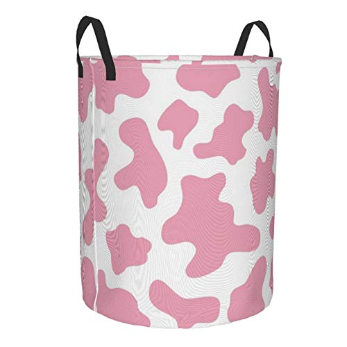 Kiuloam Pink Cow Print Camo Camoflage Laundry Baskets, Bedroom Hamper Collapsible Waterproof Oxford Fabric With Handle Foldable Cloth Washing Bin Tote Bag (16.5 Inches) #TOP1
