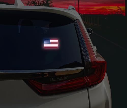 Image of Reflective 3 Pcs American Flag Stickers, 5x3 Inches Heavy Duty Patriotic USA Flag Car Decals