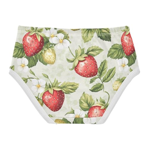 Wusikd Strawberries Girls' Underwear Cotton Watercolor Girls Briefs Soft Toddler Underwear 2T2
