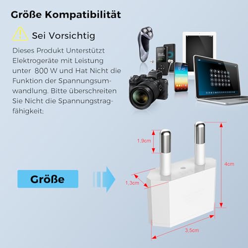 VIEVRE Adapter USA Deutschland Stecker,2 Stück US to EU Adapter,US Adapter EU,USA Adapter Steckdose,EU to US Adapter, EU Stecker Adapter,CE-Zertifizierun,USA Adapter für Geräte mit USA-Netzteil