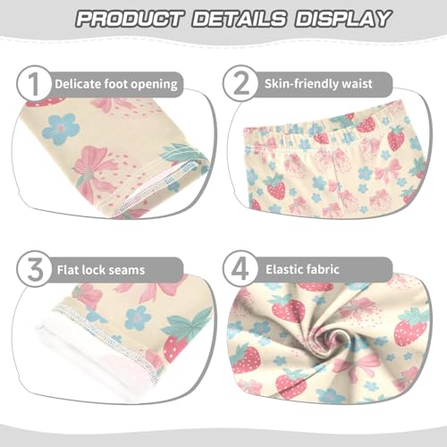 senya Girls Printed Leggings Yoga Pants Blue Flower Bow Strawberry for Kids in 4t to 10 Years, 4T3