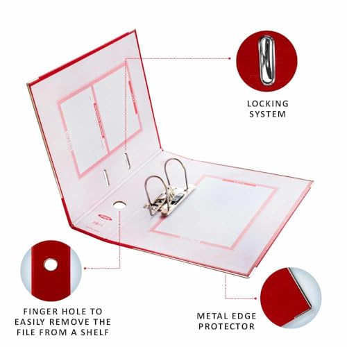 Image of Anupam Attractive Lever File | N1 Full Size | U-Shaped Clip Binder Box | 100% Recycled, Lightweight, Sturdy Board with Robust Textured Cover| Finger Grip Hole | Office & Home (Pink, Pack of 4)