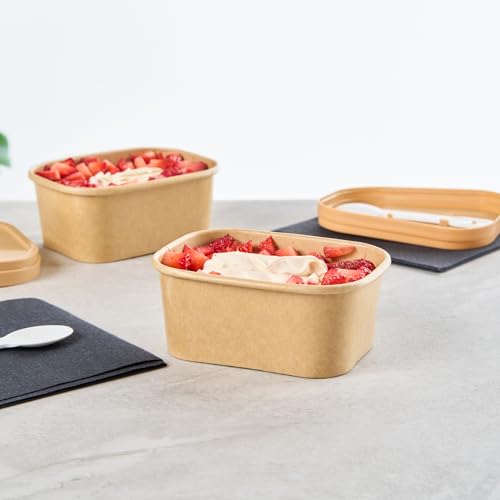 Image of Coppetta 7 Ounce Dessert Cups, 50 Greaseproof Ice Cream Cups - Lids Sold Separately, For Hot And Cold Foods, Kraft Paper Yogurt Bowls, Disposable, For Sundaes, Mousse Or Puddings - Restaurantware