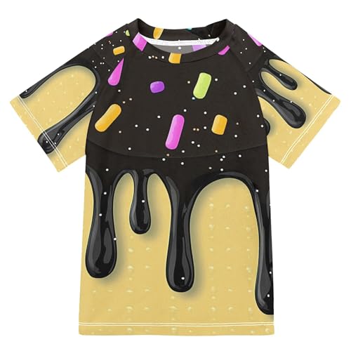 Black Ice Cream Girls Bathing Suit Sun Protection Activees Swimwear Beach Tops 3T