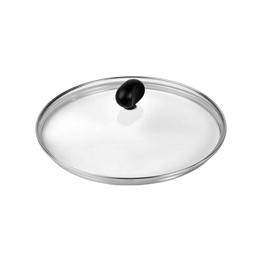 Lagostina coperchio 18 cm en verre avec bord acier inoxydable noir