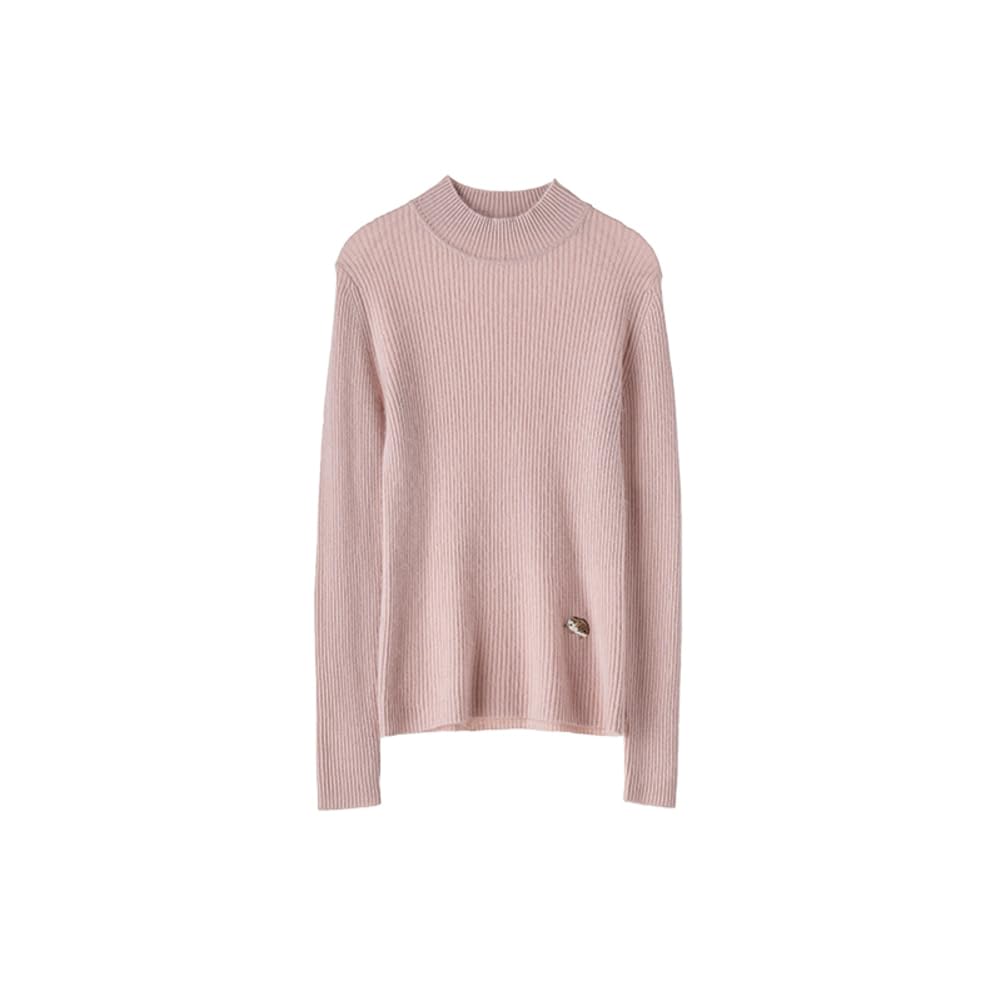 E-girl SPR2432 - Maglione da donna 95% cashmere con colletto alto, a maniche lunghe, in lana di cashmere a righe, sottile