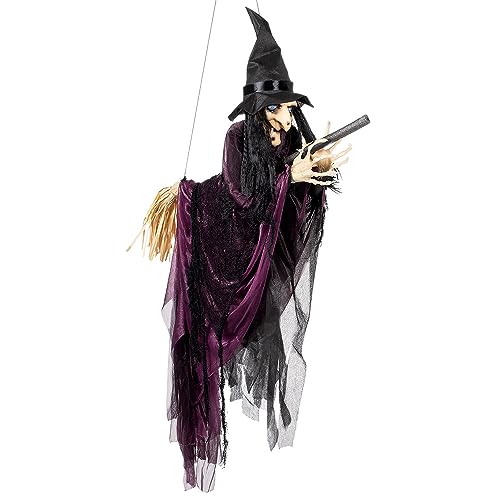 Boland 73091 - Fliegende Hexe 65 cm Hängedeko für Halloween Party Deko Horror Deko für Karneval und Mottoparty