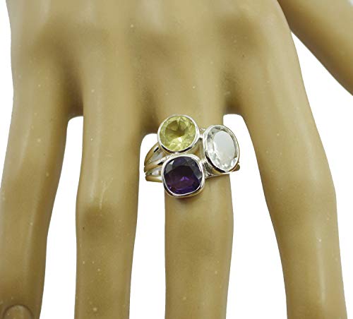 Bague multi pierres naturelles en argent 925, le cadeau idéal - 2