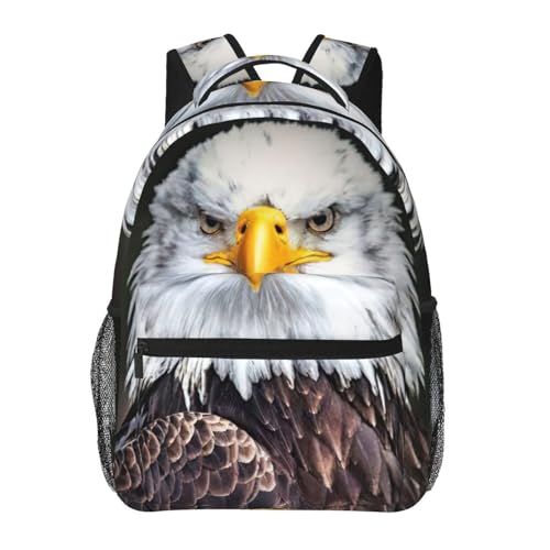 Sac à dos léger OdDdot en toile noir avec tête d'aigle blanc