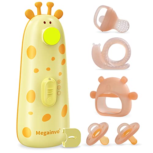 Image of 6 in 1 Baby Gift Sets - Baby Pacifier 2 Pack, Fruit Feeder Pacifier, Baby Electric Nail Trimmer, Snail-Shaped Teether, Bear Never Drop Teether, Soft 100% Silicone Pacifier, Orthodontic, BPA-Free