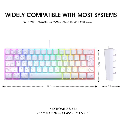 Image of Snpurdiri 60% Wired Gaming Keyboard, 61 Keys RGB Contour Line (White) | Backlit Ultra-Compact Small Gaming Keyboard for PC /Mac Gamer, Typist, Travel, Easy to Carry on Business Trip