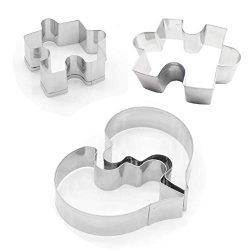 Love Heart Puzzle Shaped Cookie Set Of 4 Pcs, Stainless Steel Valentine’s Day Jigsaw Puzzle Diy Fondant Cutters #TOP4
