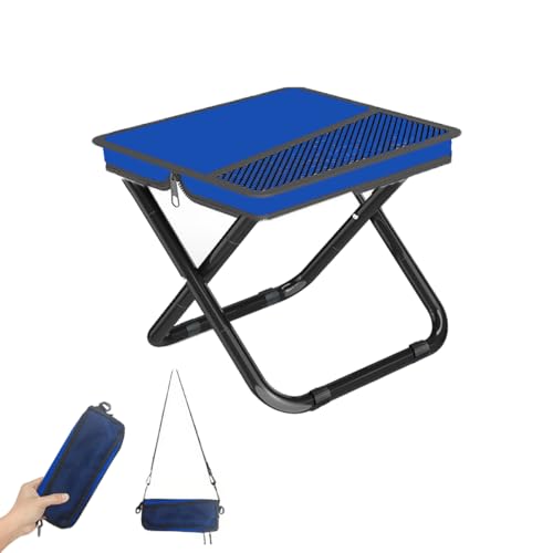 Image of Portable Ultralight Travel Stool Camping Chair Fishing Stool - Gray Carbon Steel and Keychain, Handbag Style Pocket Foldable