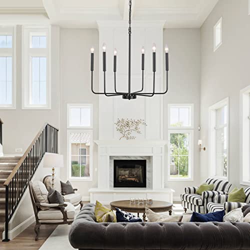 Ankylhua Black Chandelier 6 Light Farmhouse Chandelier Ceiling Lights Fixtures Industrial Iron Chandeliers For Dining Room, Living Room, Kitchen Island, Foyer #TOP5