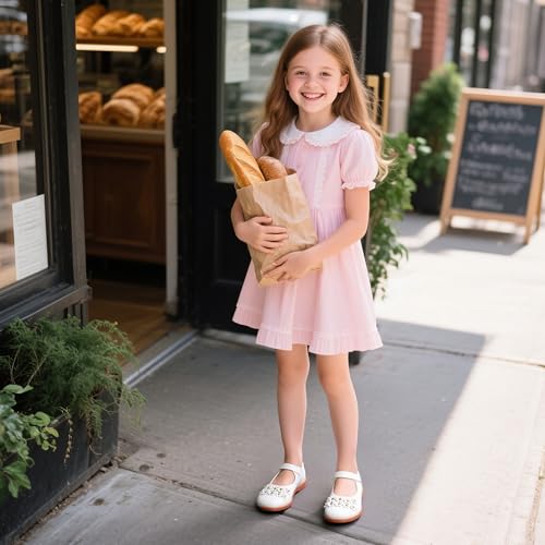 Image of Kiderence Toddler Girl Mary Jane School Uniform Dress Shoes Oxford Flats | Wide Toe Box Great Comfort for Student Shoe and Flower Girl Shoe for Wedding, Parties, Church