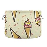 KLL Baskets For Storage Containers Cute Ice Cream Pattern Cubby Room Office Storage Basket with Sturdy Handle Cubbies Decorativos Foldable Waterproof Foldable Storage Baskets