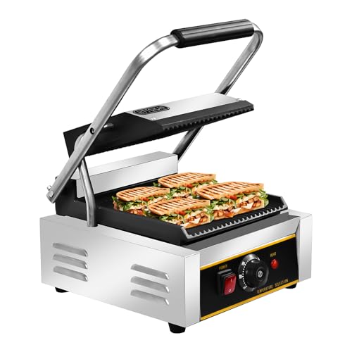 HTTSICHI Commercial Panini Press - 1800W Commercial Electric Panini Sandwich Grill w/Nonstick Coating & Adjustable Temp, Panini Grill Press w/ 9