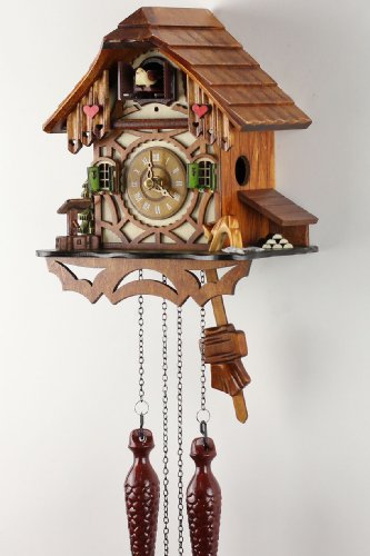 Reloj de cuco de la Selva Negra alemana en madera con música y pilas 3