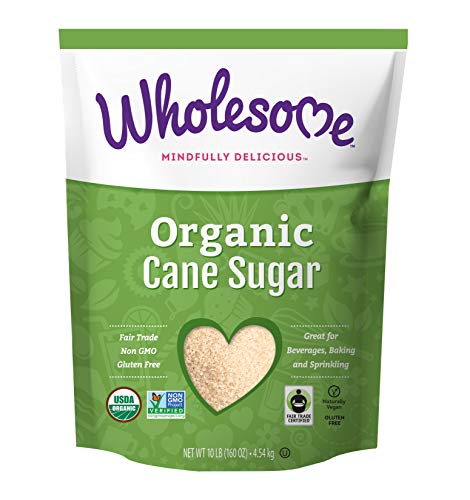 Wholesome Organic Cane Sugar, Fair Trade, Non GMO & Gluten Free, 10 Pound (Pack of 1)