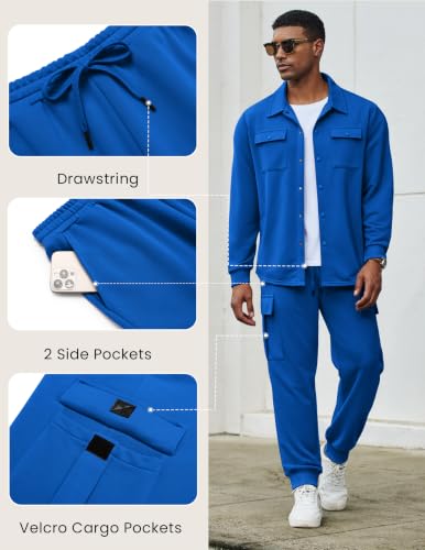COOFANDY Mens Jogger Tracksuit Set Lightweight Sweatsuit, Royal Blue, Large - image 6