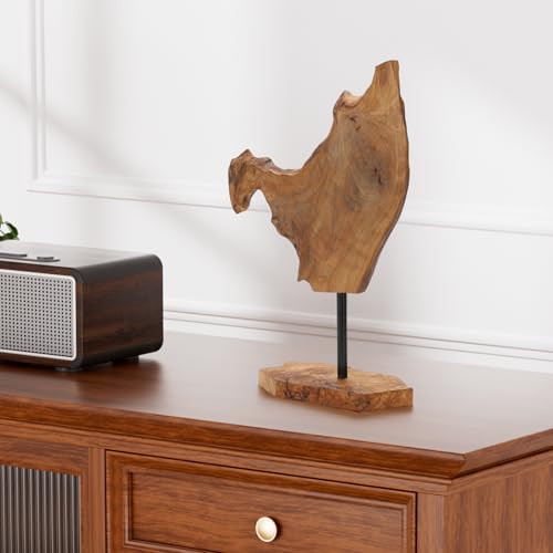 NAHARO Handcarved Root Wood Abstract Sculpture &ndash; Unique Rustic Tabletop Decor for Living...