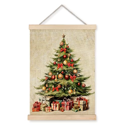 URLLUAE Vintage Christmas Decorchristmas Tree Wall Art Poster Hanger Frame christmas Wall DecorationsChristmas Wall Decor for Home Office 12×16 Inch