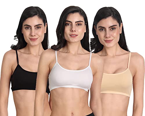 Image of Aimly Women's Cotton Non-Padded Non-Wired Low Coverage Sports Bra Pack of 3