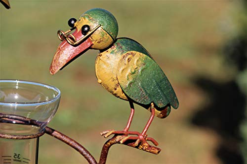 Unbekannt Regenmesser Gartenstecker Rabenpaar Vogel Metall Glas Bunt H 136 cm°