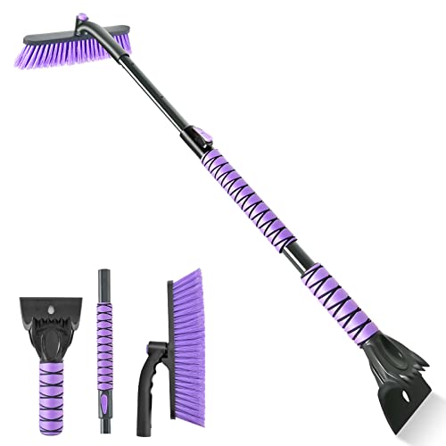 OUSHASAA 44' Ice Scraper and Snow Brush for Car Windshield with Extendable, 360&deg; Pivoting, Soft...