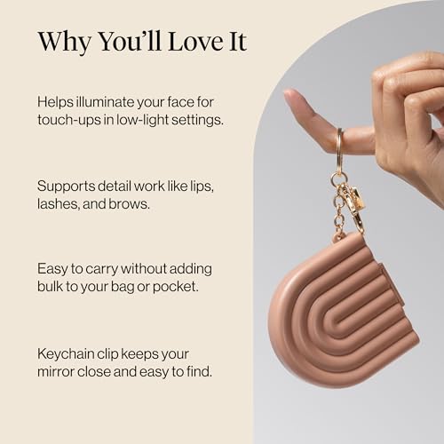 Kitsch Compact Mirror Cute Keychain - Terracotta - image 6